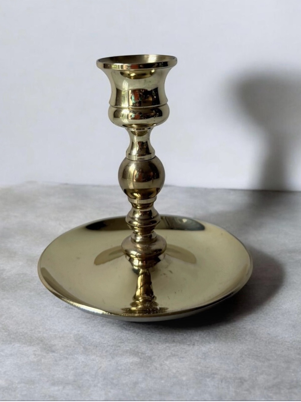 Vintage Baldwin Solid Brass Chamberstick Candle Holder - USA Made